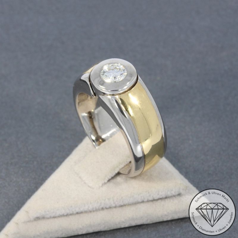 Wert 7990 € Bicolor Solitär Brillant Ring (ca. 0,60 carat) in 750er 18 K Gold - 100520