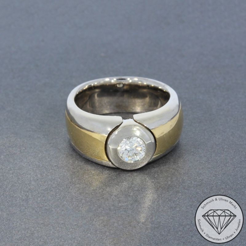 Wert 7990 € Bicolor Solitär Brillant Ring (ca. 0,60 carat) in 750er 18 K Gold - 100520