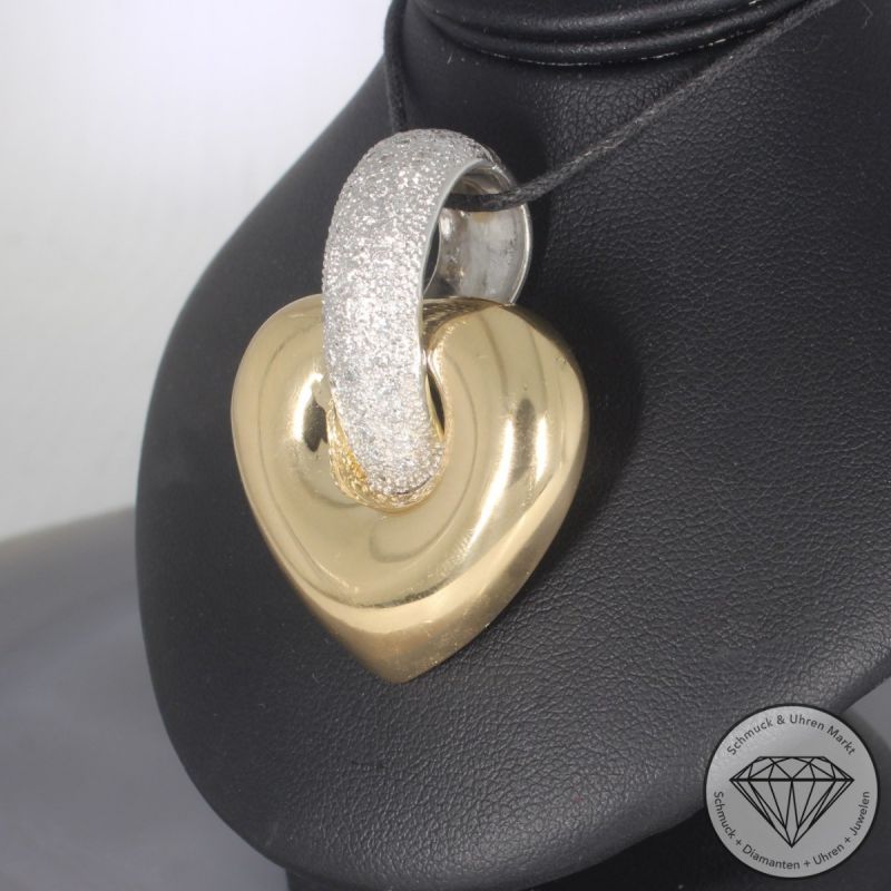 Wert 5290 € Bicolor Brillant Anhänger Herz in 750er 18 K Gold - 100524