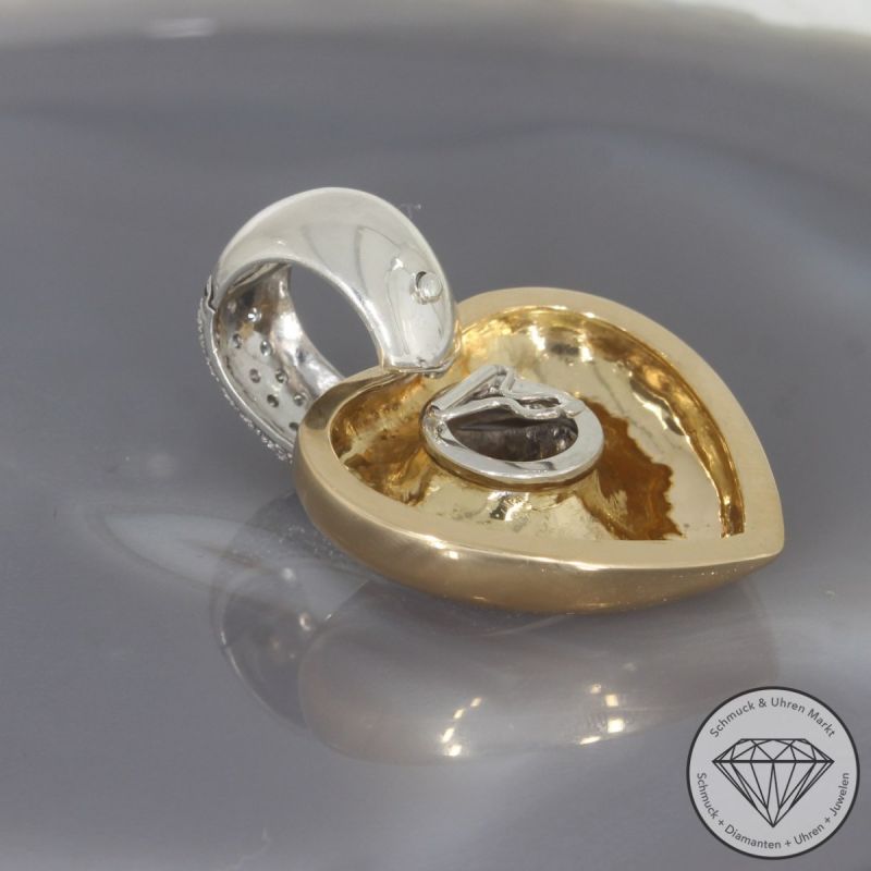 Wert 5290 € Bicolor Brillant Anhänger Herz in 750er 18 K Gold - 100524