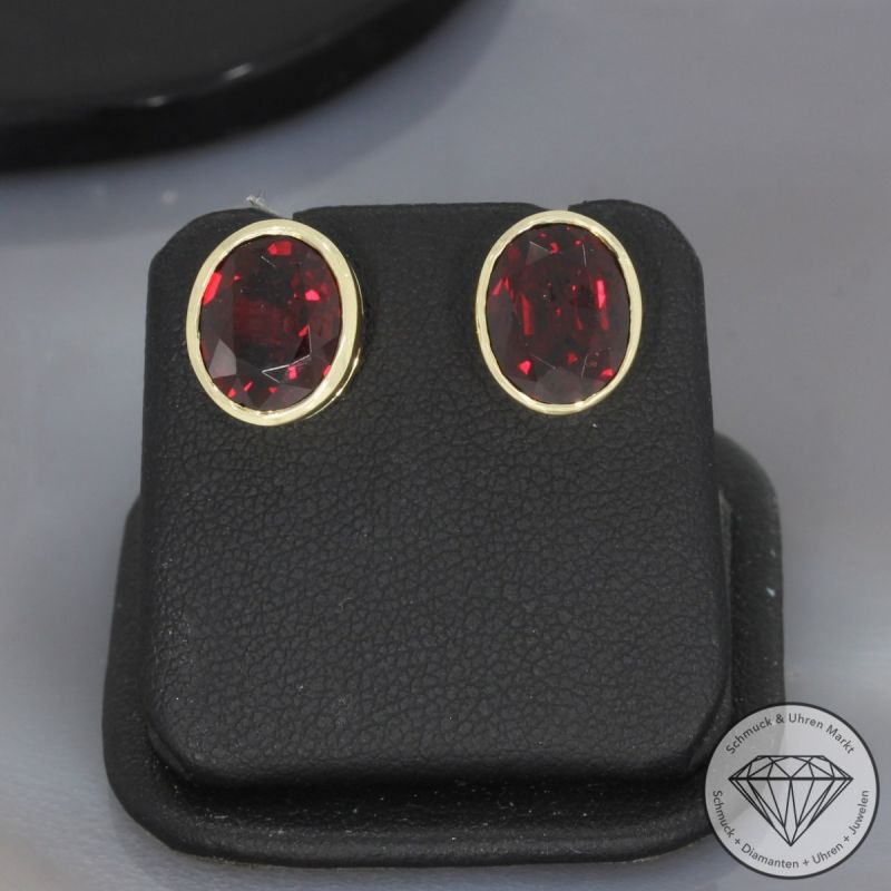 Wert 1290 € Granat Ohrstecker in 585er 14 K Gelbgold - 100526