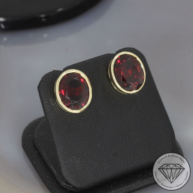Wert 1290 € Granat Ohrstecker in 585er 14 K Gelbgold - 100526