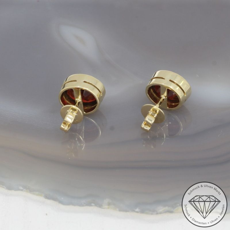 Wert 1290 € Granat Ohrstecker in 585er 14 K Gelbgold - 100526