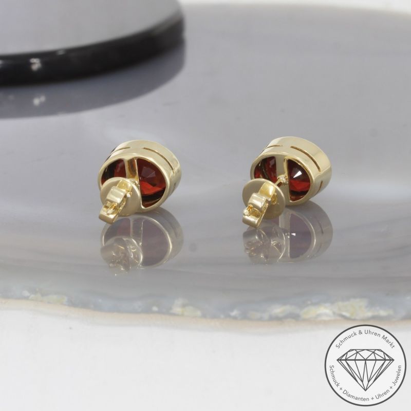 Wert 1290 € Granat Ohrstecker in 585er 14 K Gelbgold - 100526
