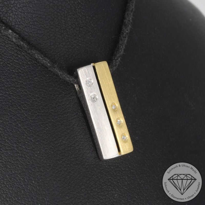 Wert 890 € Bicolor Diamant Anhänger in 750er 18 K Gold - 100552