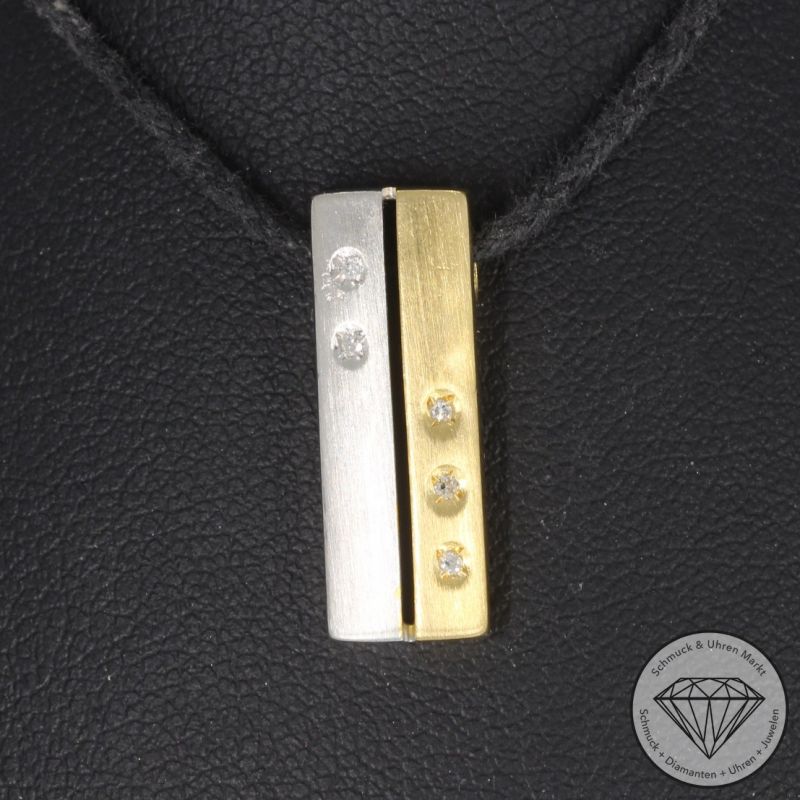 Wert 890 € Bicolor Diamant Anhänger in 750er 18 K Gold - 100552