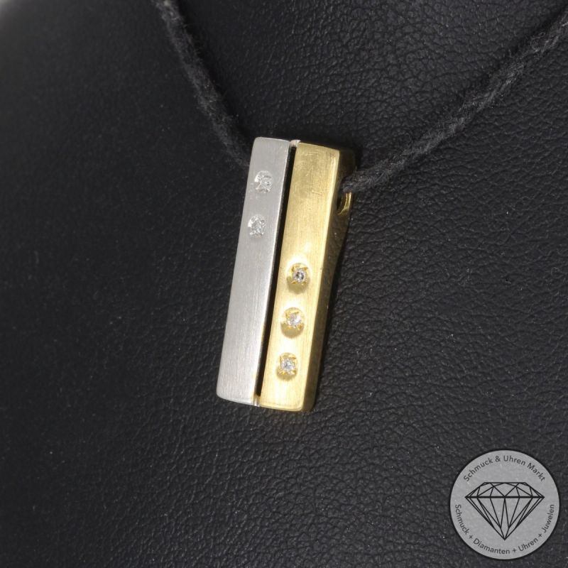 Wert 890 € Bicolor Diamant Anhänger in 750er 18 K Gold - 100552