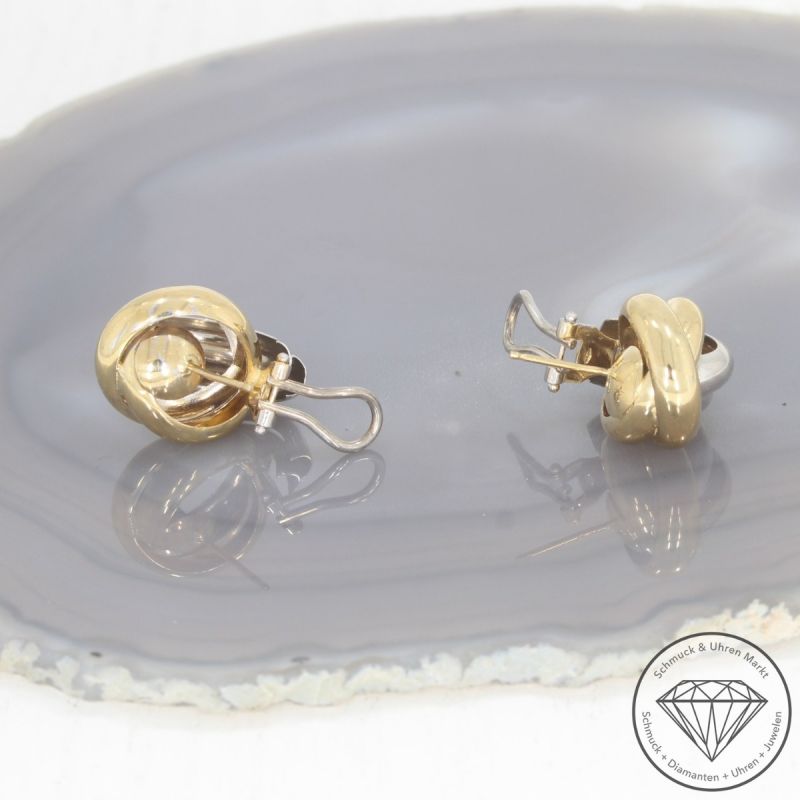 Wert 1950 € Bicolor Ohrringe in 750er 18 K Gold - 100564