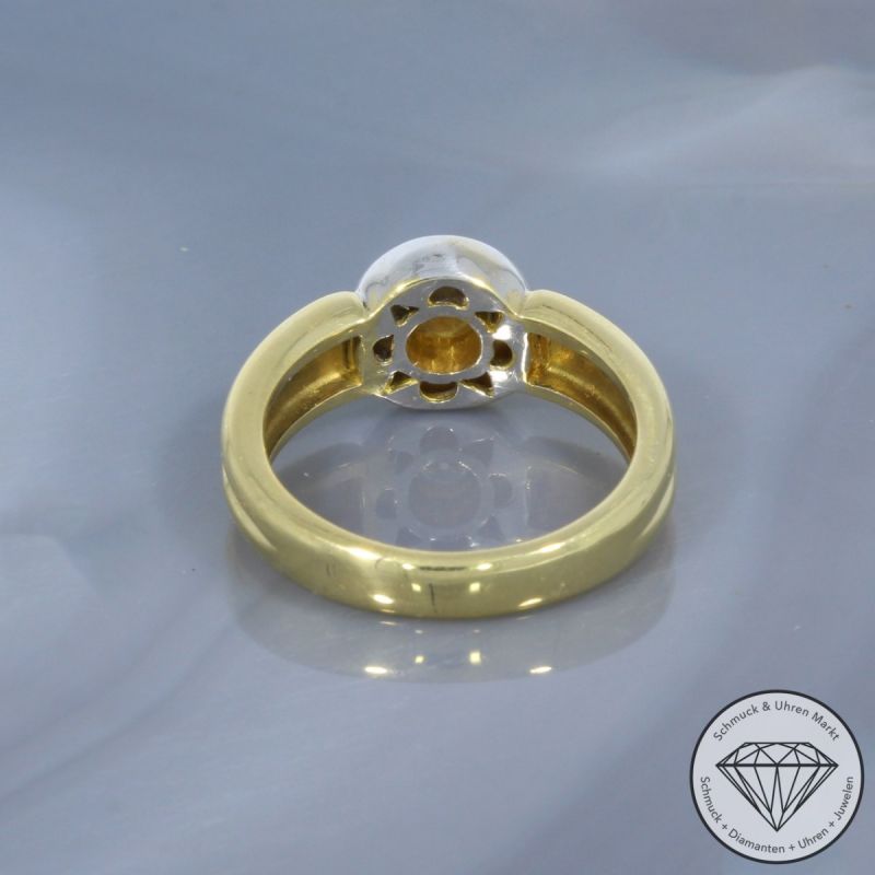 Wert 770 € Bicolor Solitär Brillant Ring 750er/18 Karat Gelb und Weiß Gold Größe 55 – 100566