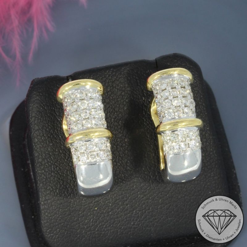 Wert 4890 € Bicolor Brillant Ohrringe Clips in 750er 18 K Gold - 100581