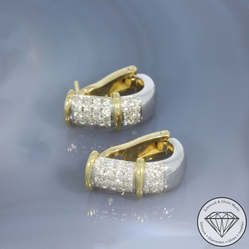 Wert 4890 € Bicolor Brillant Ohrringe Clips in 750er 18 K Gold - 100581