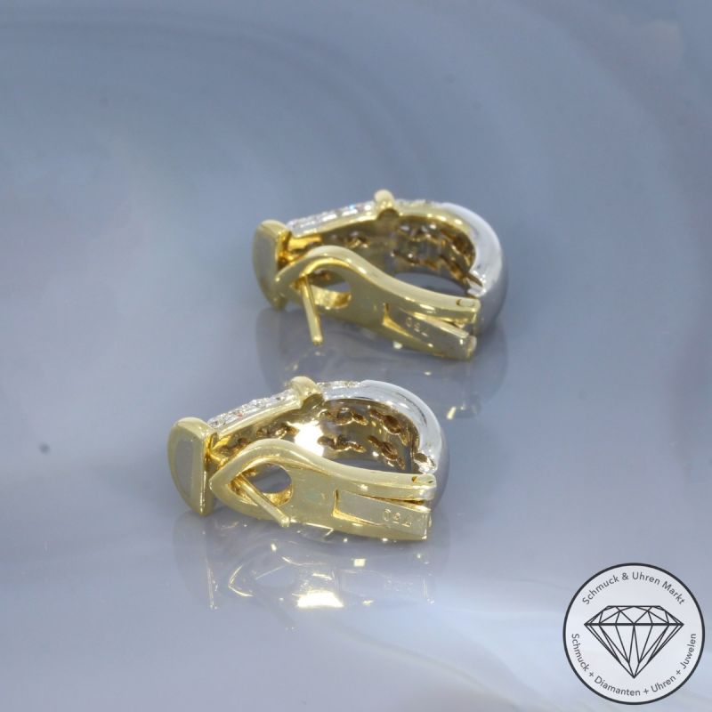 Wert 4890 € Bicolor Brillant Ohrringe Clips in 750er 18 K Gold - 100581