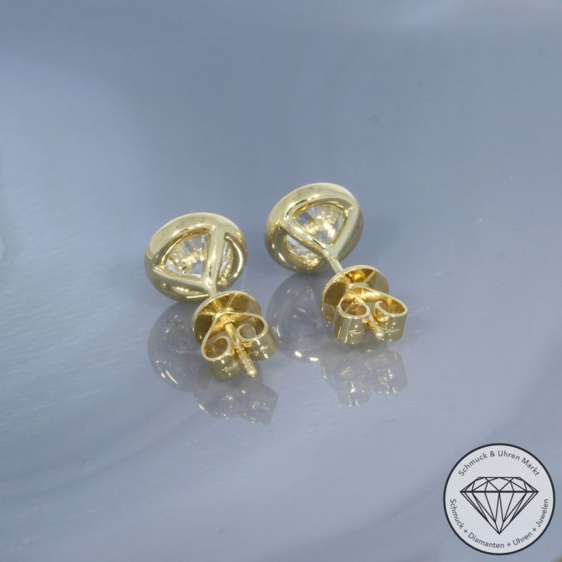Wert 17990 € Solitär Brillant Ohrringe (2,05 carat) in 585er 14 K Gelbgold IGI - 100589