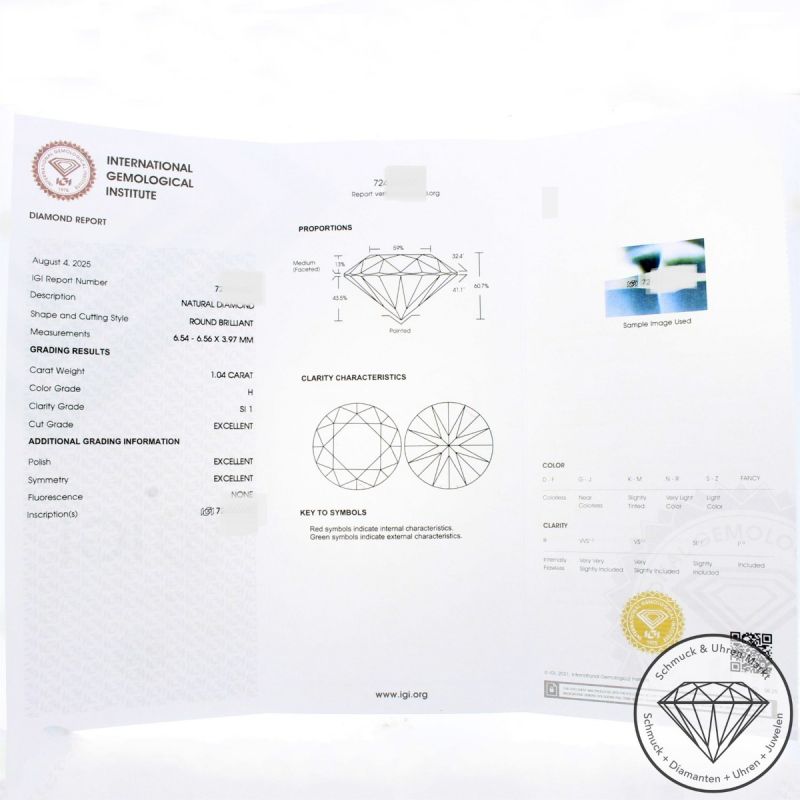 Wert 9390 € Solitär Brillant Anhänger mit Kette (1,04 carat) in 585er 14 K Rosegold IGI - 100590