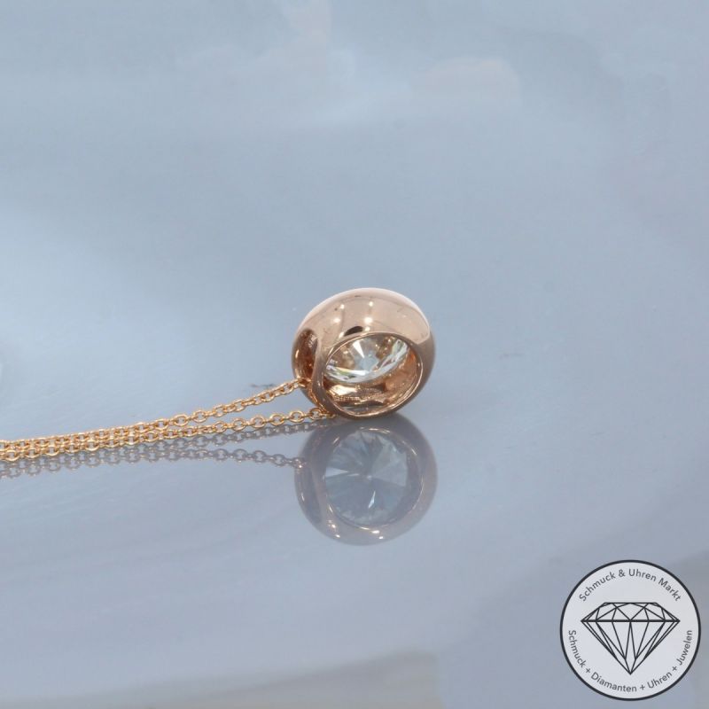 Wert 9390 € Solitär Brillant Anhänger mit Kette (1,04 carat) in 585er 14 K Rosegold IGI - 100590
