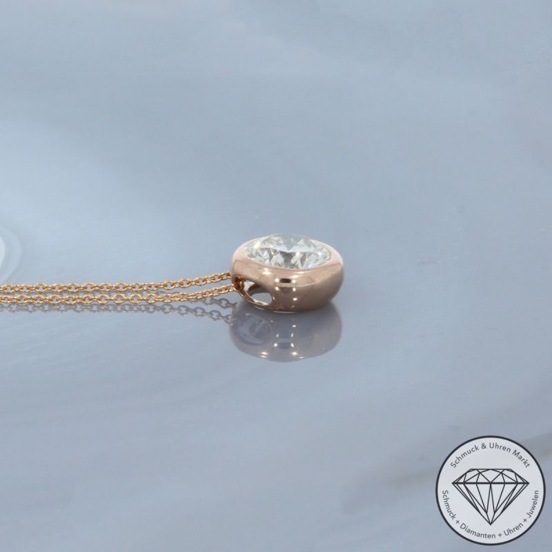 Wert 9390 € Solitär Brillant Anhänger mit Kette (1,04 carat) in 585er 14 K Rosegold IGI - 100590