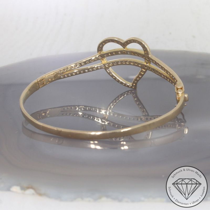 Wert 3350 € Brillant Armreif Herz (ca. 1,10 carat) in 585er 14 K Gelbgold - 100602