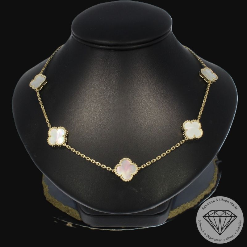 Wert 4590 € Perlmutt Collier in 585er 14 K Gelbgold - H1811