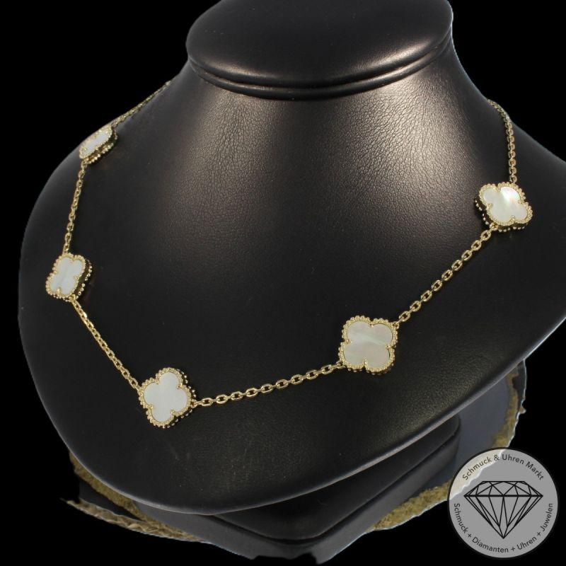Wert 4590 € Perlmutt Collier in 585er 14 K Gelbgold - H1811