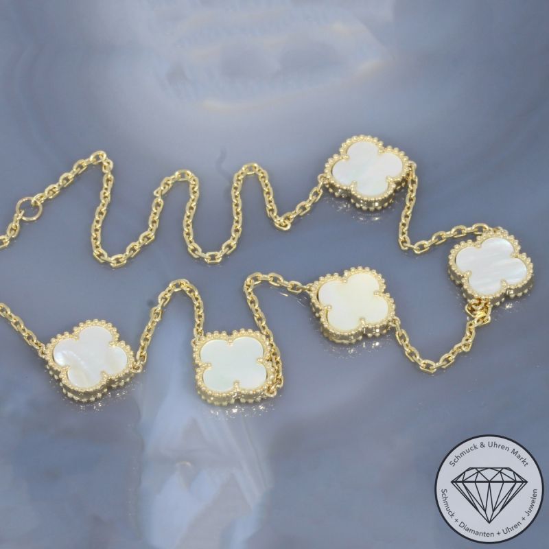 Wert 4590 € Perlmutt Collier in 585er 14 K Gelbgold - H1811