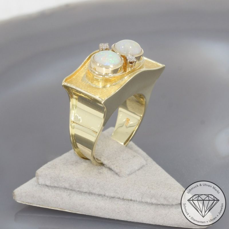 Wert 2150 € Diamant Opal Ring in 585er 14 K Gelbgold - 100644