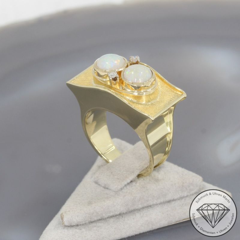 Wert 2150 € Diamant Opal Ring in 585er 14 K Gelbgold - 100644