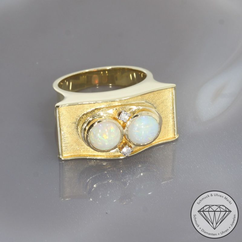 Wert 2150 € Diamant Opal Ring in 585er 14 K Gelbgold - 100644