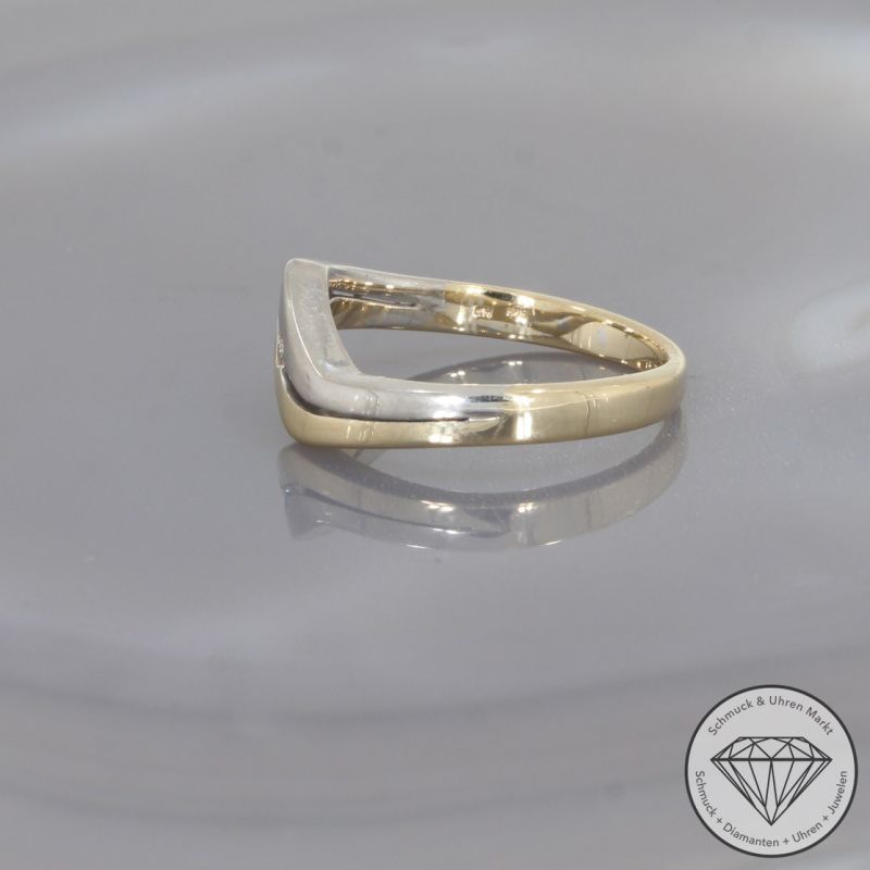 Wert 990 € Bicolor Brillant Ring 585er/14 Karat Gelb und Weiß Gold Größe 56 – 100656