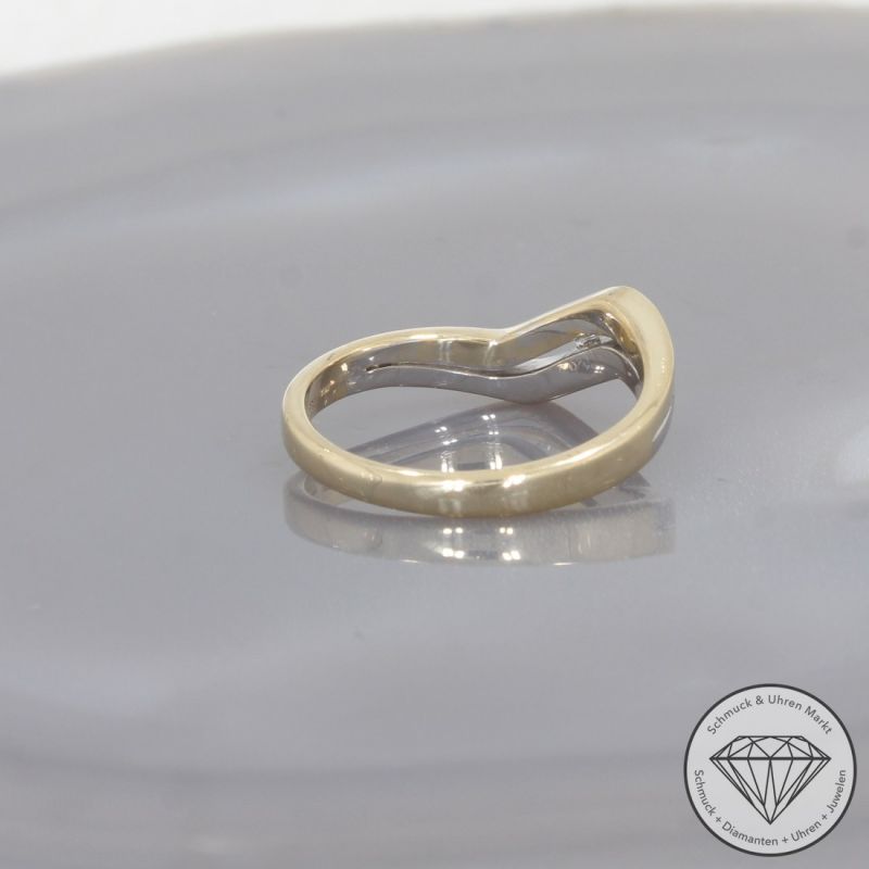 Wert 990 € Bicolor Brillant Ring 585er/14 Karat Gelb und Weiß Gold Größe 56 – 100656