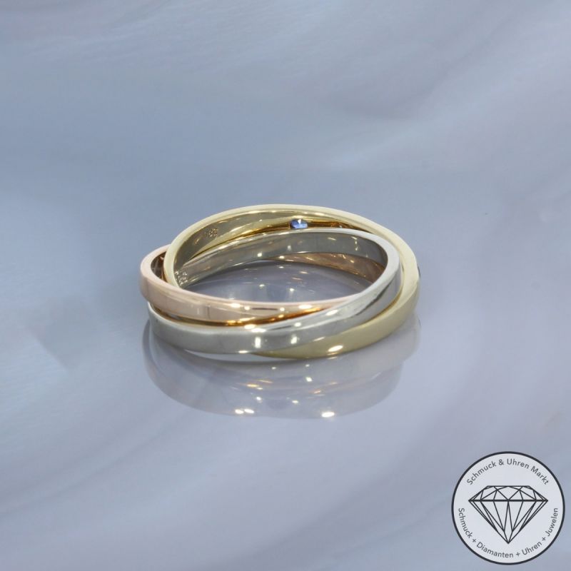 Wert 1890 € Tricolor Brillant Saphir Ring in 585er 14 K Gold - 100657