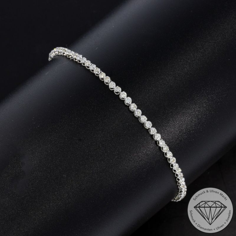 Wert 2550 € Brillant Tennisarmband (1,00 carat) in 585er 14 K Weißgold Länge 19,0 cm - H1795