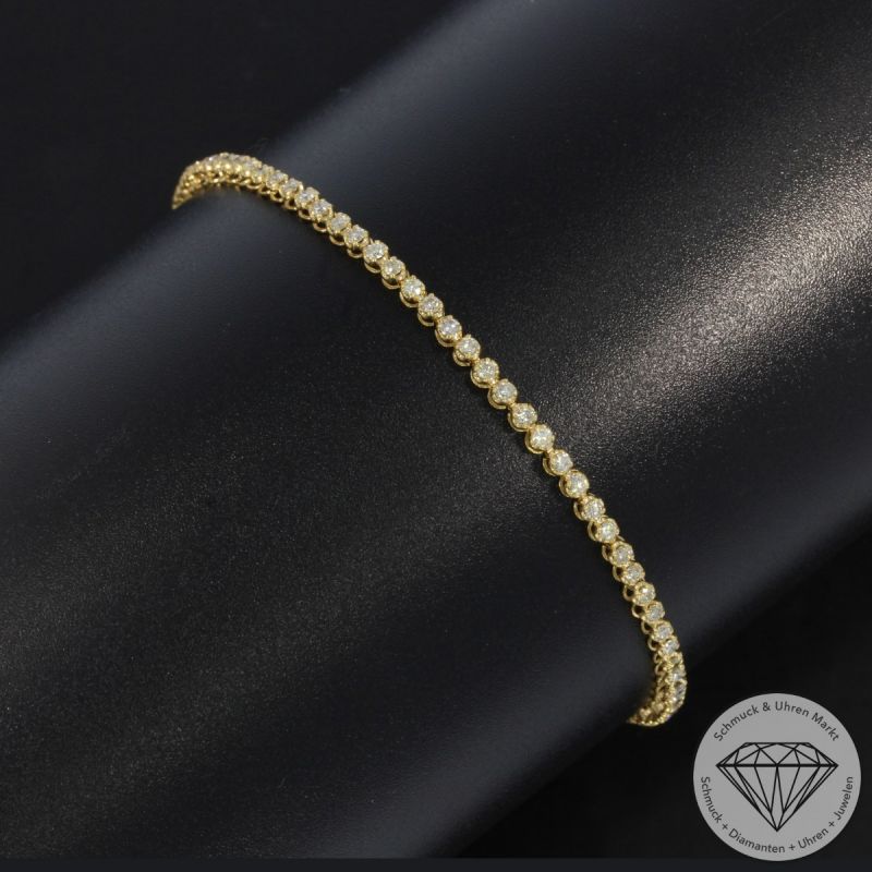 Wert 2550 € Brillant Tennisarmband (1,00 carat) in 585er 14 K Gelbgold Länge 18,0 cm - H1797