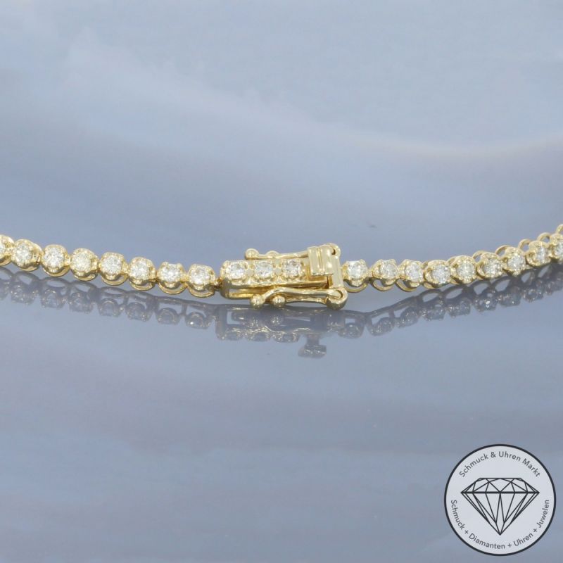 Wert 2550 € Brillant Tennisarmband (1,00 carat) in 585er 14 K Gelbgold Länge 19,0 cm - H1798