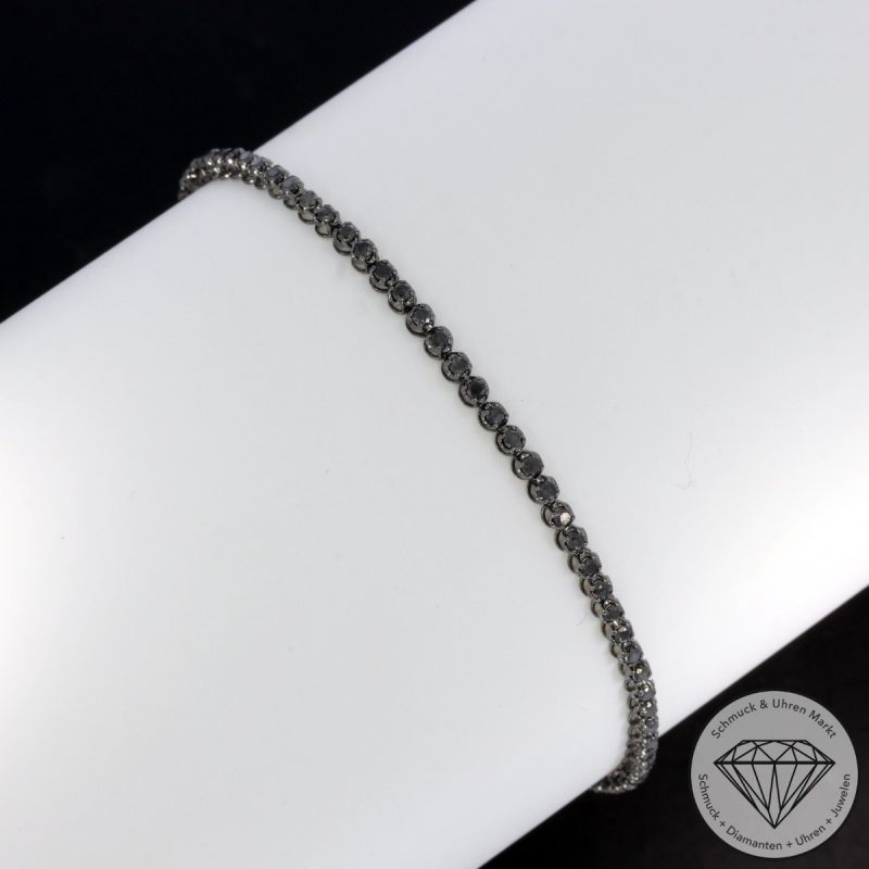 Wert 1790 € schwarzes Diamant Tennisarmband (1,00 carat) in 585er 14 K Gold Länge 19,0 cm - H1800