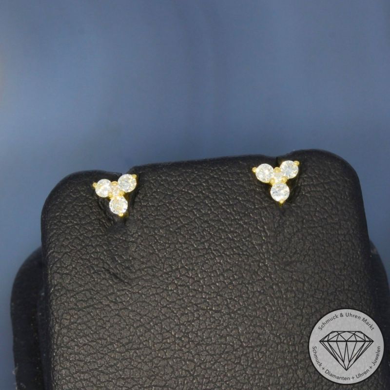Wert 650 € Brillant Ohrringe (0,18 carat) in 750er 18 K Gelbgold - H1806