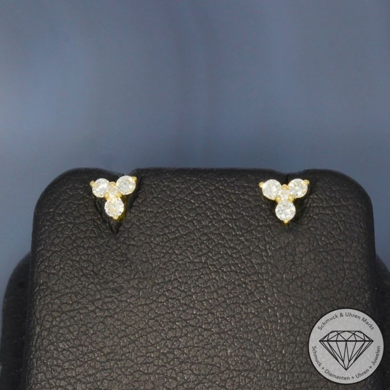 Wert 650 € Brillant Ohrringe (0,18 carat) in 750er 18 K Gelbgold - H1806