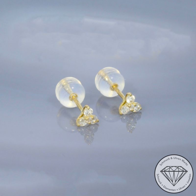 Wert 650 € Brillant Ohrringe (0,18 carat) in 750er 18 K Gelbgold - H1806