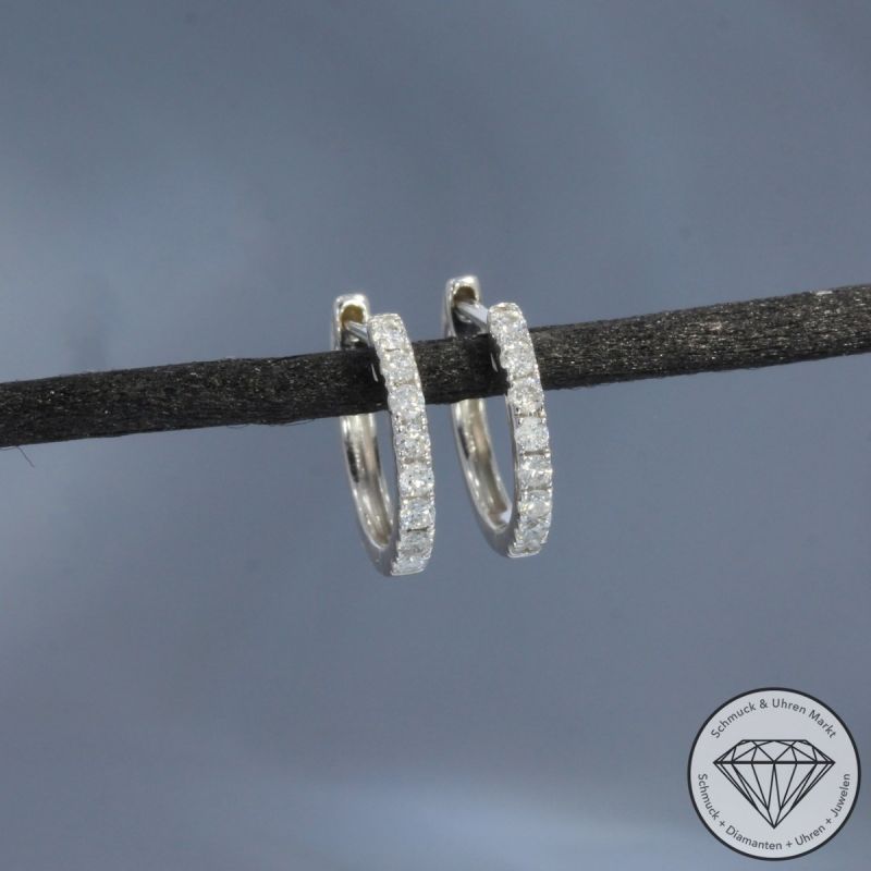 Wert 850 € Brillant Creolen (0,12 carat) in 750er 18 K Weißgold - H1801
