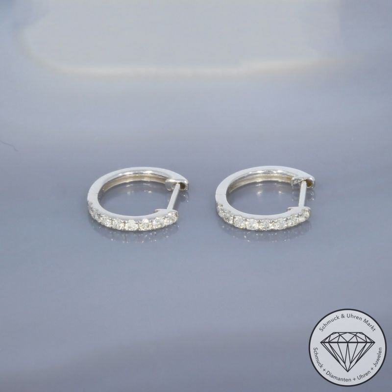 Wert 850 € Brillant Creolen (0,12 carat) in 750er 18 K Weißgold - H1801