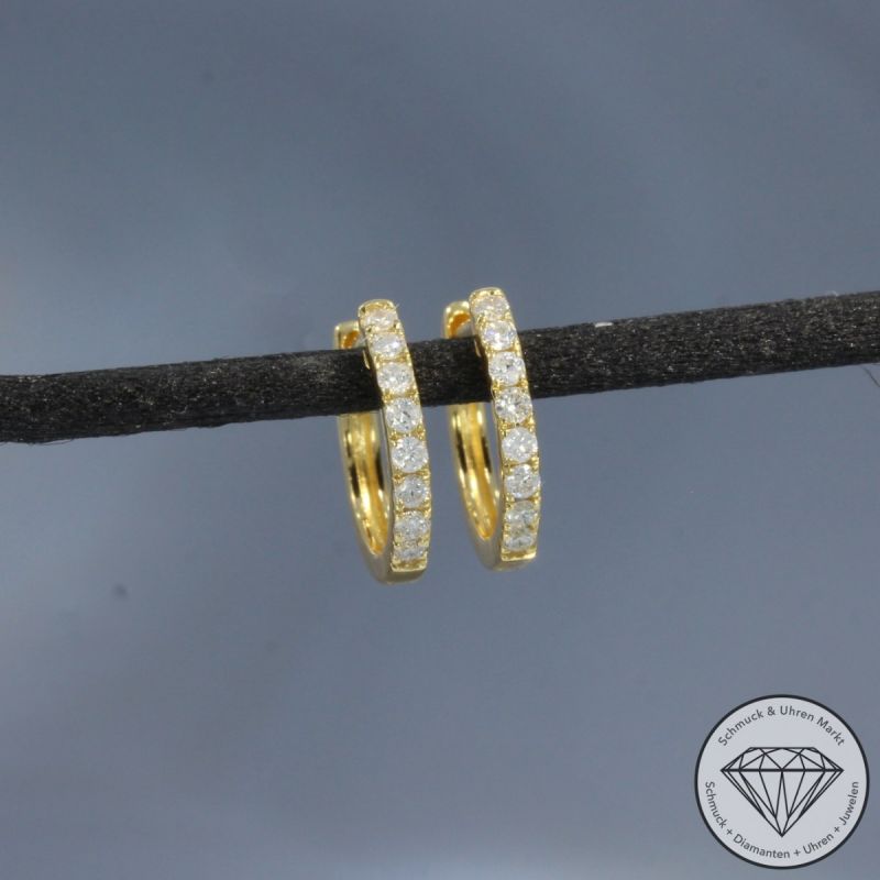 Wert 850 € Brillant Creolen (0,12 carat) in 750er 18 K Gelbgold - H1802