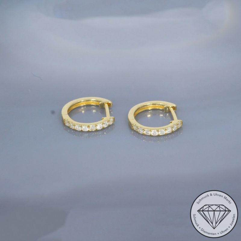 Wert 850 € Brillant Creolen (0,12 carat) in 750er 18 K Gelbgold - H1802