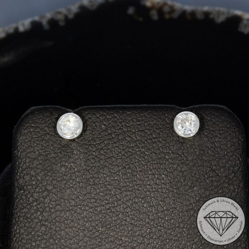 Wert 590 € Solitär Brillant Ohrringe (0,18 carat) in 750er 18 K Weißgold - H1805