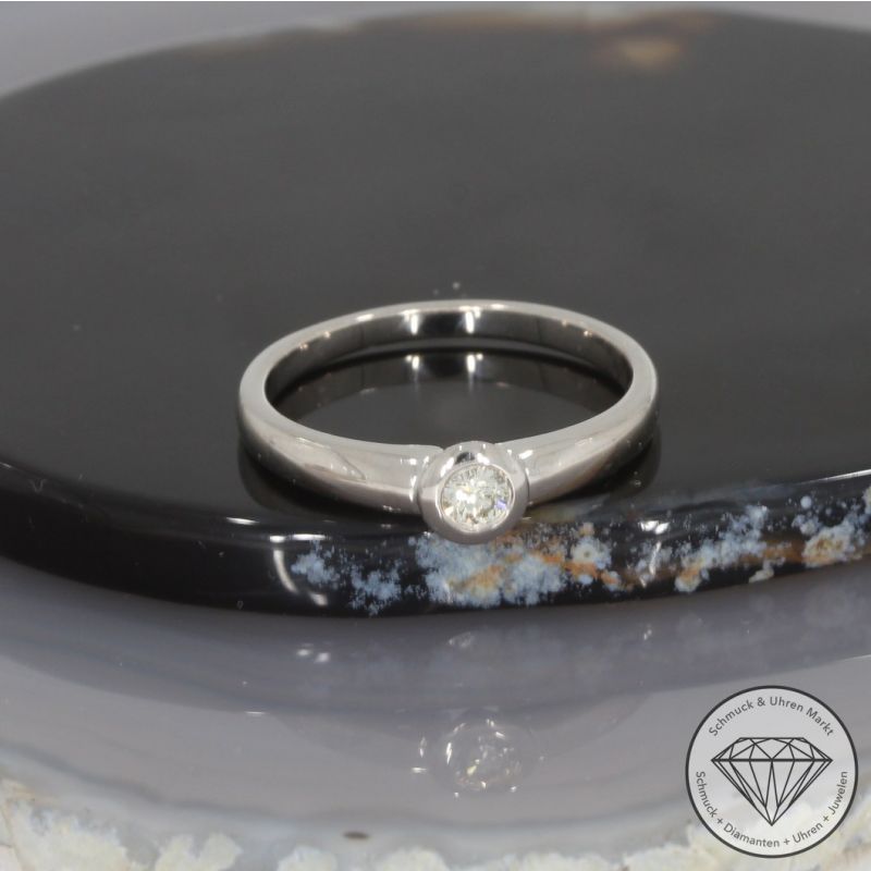 Wert 1250 € Christ Solitär Brillant Ring (ca. 0,15 carat, lupenrein) in 585er 14 K Weißgold - 100711