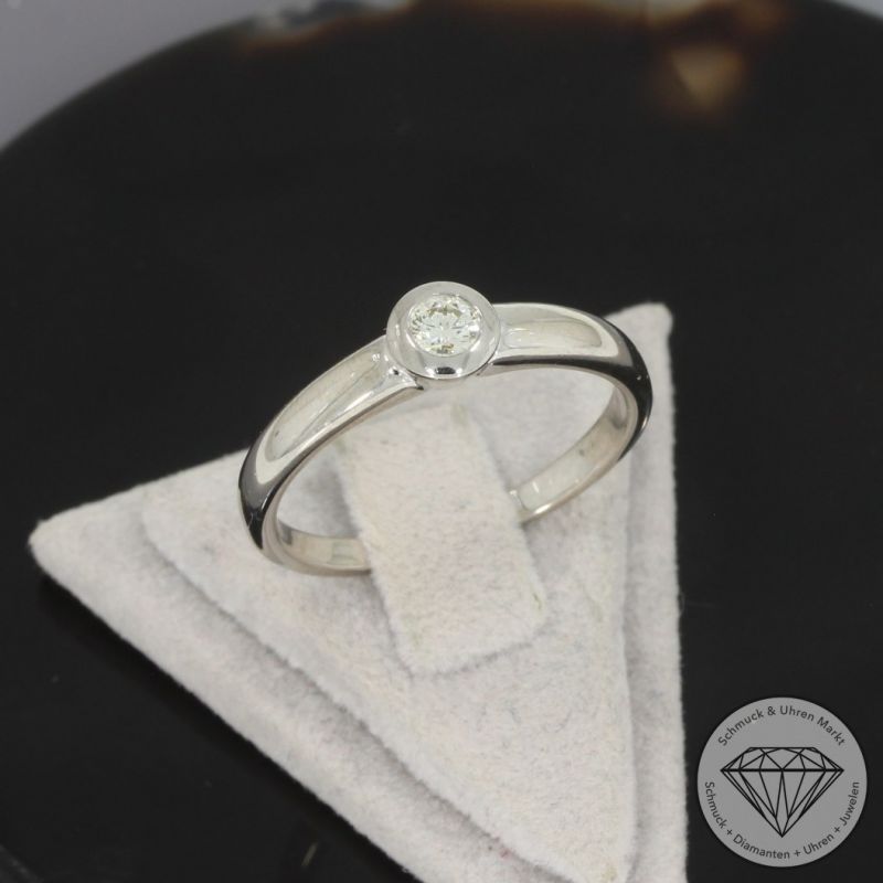 Wert 1250 € Christ Solitär Brillant Ring (ca. 0,15 carat, lupenrein) in 585er 14 K Weißgold - 100711