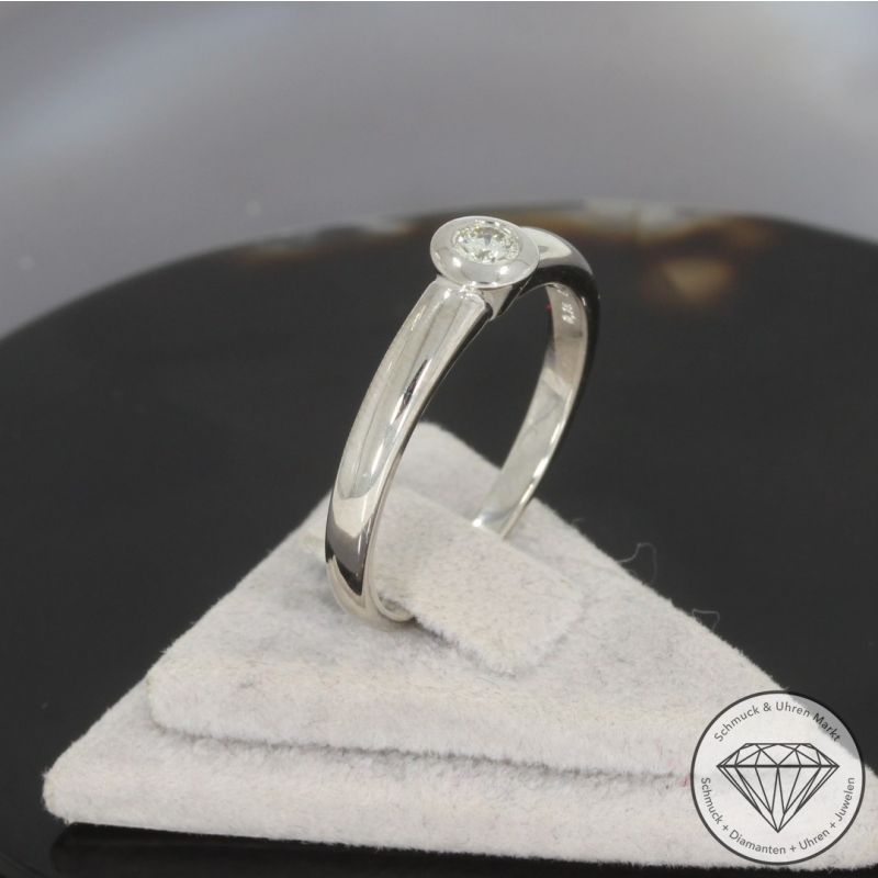 Wert 1250 € Christ Solitär Brillant Ring (ca. 0,15 carat, lupenrein) in 585er 14 K Weißgold - 100711