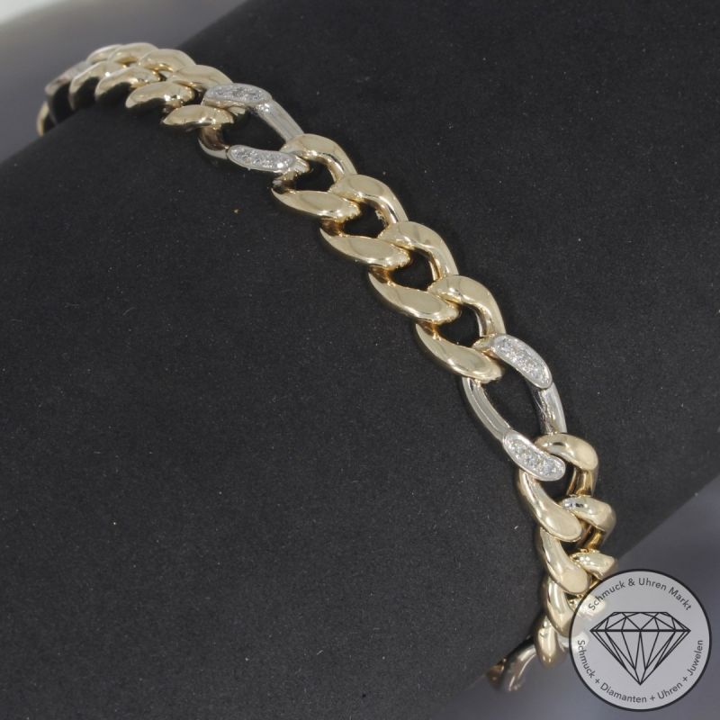 Wert 5950 € Bicolor Diamant Panzer Armband in 585er 14 K Gold - 100776