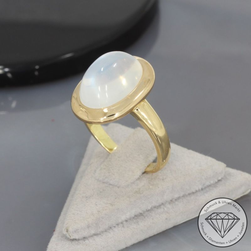 Wert 2290 € Mondstein Ring in 750er 18 K Gelbgold - 100838