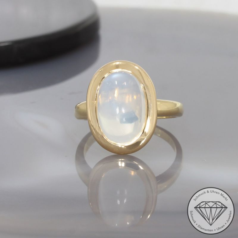 Wert 2290 € Mondstein Ring in 750er 18 K Gelbgold - 100838
