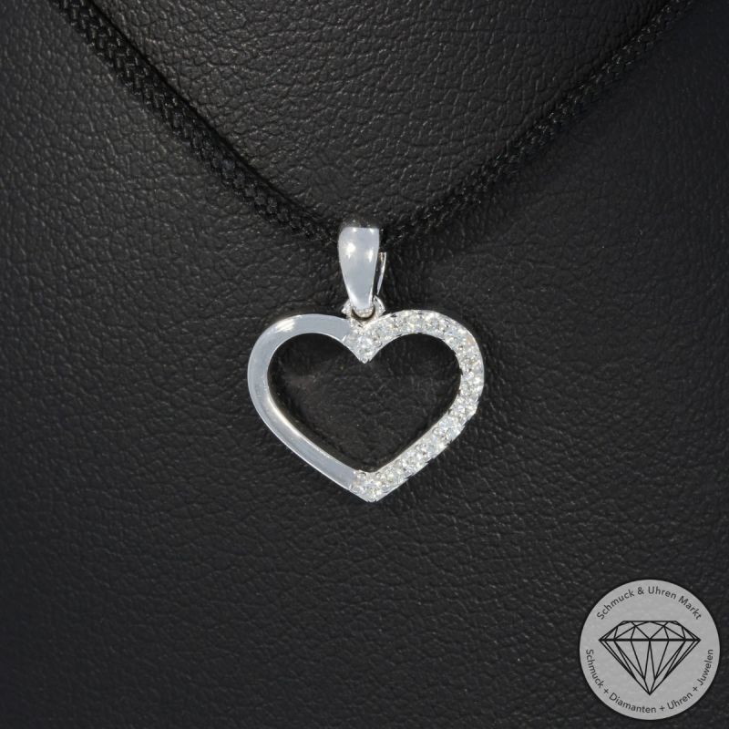 Wert 1050 € Brillant Anhänger Herz (0,10 carat) in 585er 14 K Weißgold - H1821