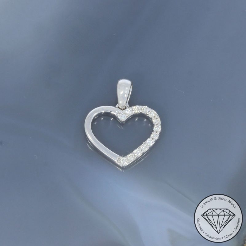 Wert 1050 € Brillant Anhänger Herz (0,10 carat) in 585er 14 K Weißgold - H1821